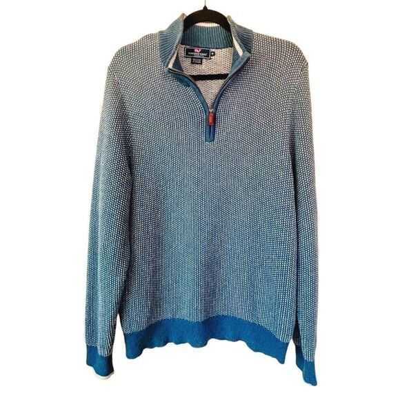 Vineyard Vines Men's Birdseye Quarter Zip Cashmere Blend Sweater Size Medium - Picture 1 of 3